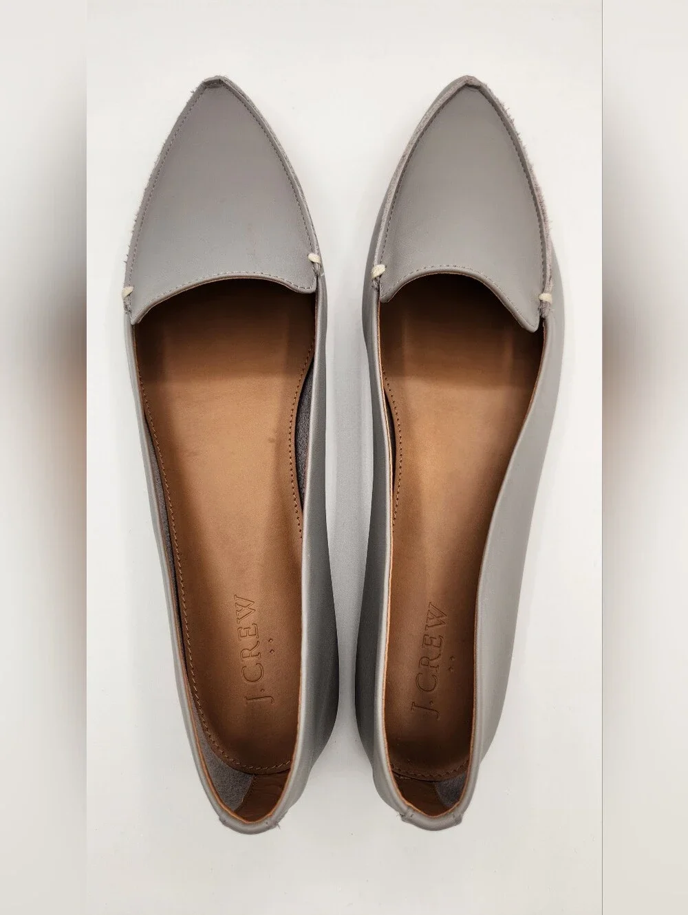 NWOT J.Crew Factory Leather Edie Loafers Pewter Gray Size 11